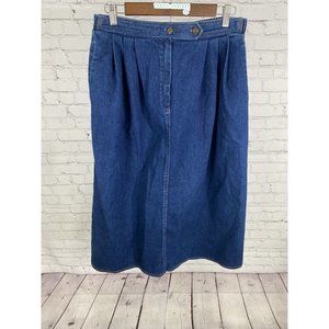 VTG Kemington Express Magic Fit Dark Wash Elastic Waist Long Blue Jean Skirt 12